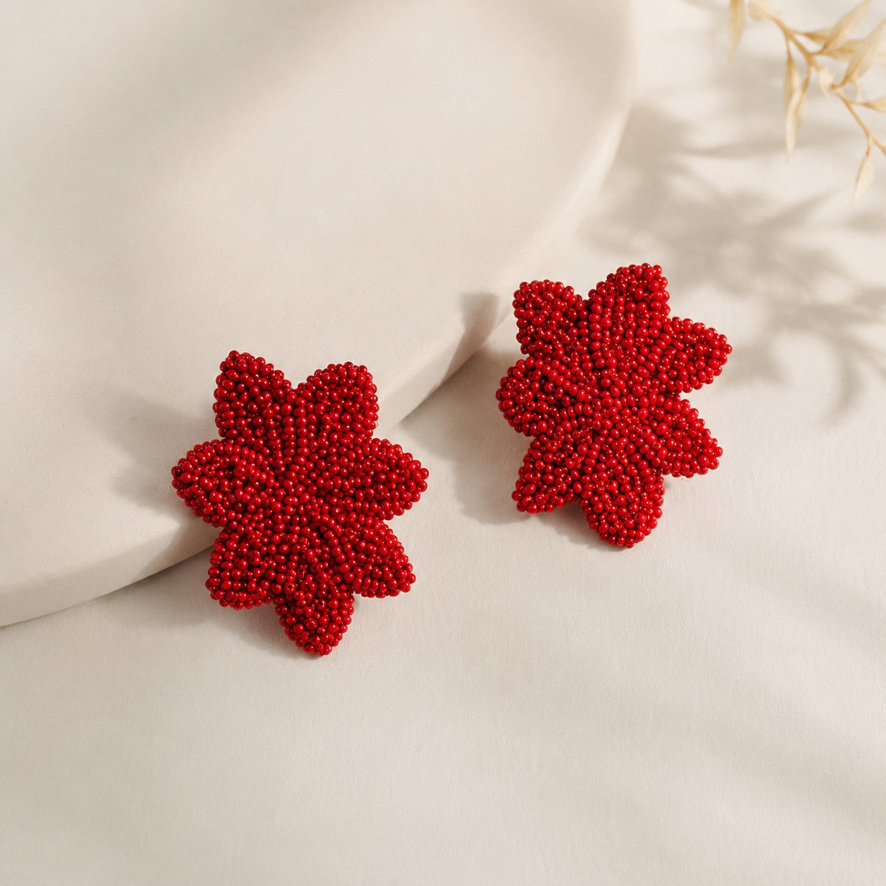 Red Sarina Embroidered Earrings