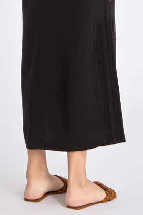 Indigo Straight Linen Blend Skirt | Black