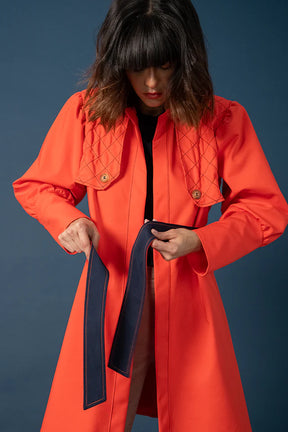 Two-Tone Quilted Trench – Orange
