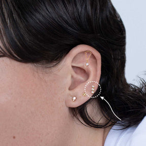 Triple Round Flatback Earring Stud Gold