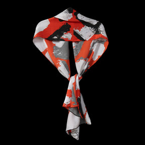 Red White Black Blocks Oblong Scarf