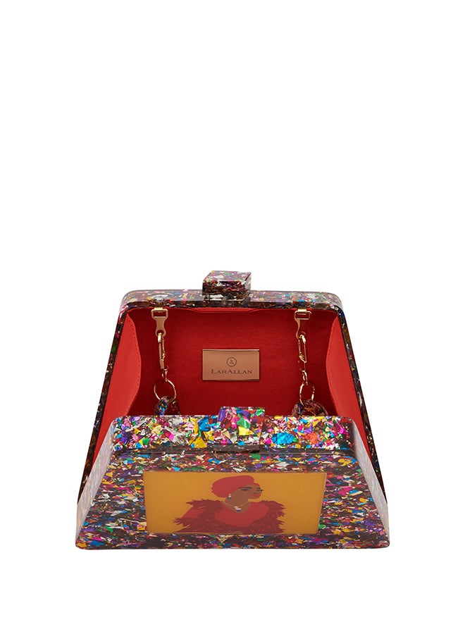 Ade - Acrylic Triangular Box Clutch w/strap