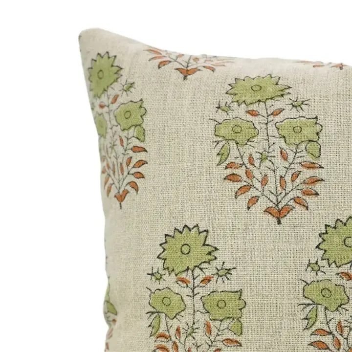 Decorative Block Print Thick Linen Table Pillow Cover- Mayra
