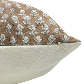 Floral Block Print Thick Cotton Cushion Cover - Tarangni