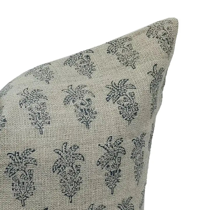 Handcrafted Thick Linen Block Print Cushion Cover -Khajur Butta