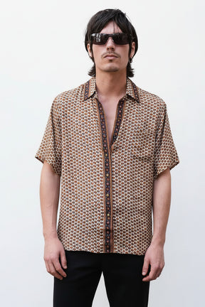 Embossed Botanical Short Sleeve Crepe Shirt