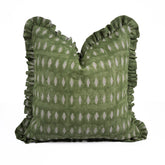 Handmade Green's Block Print Thick Linen Pillow Cover - Omji
