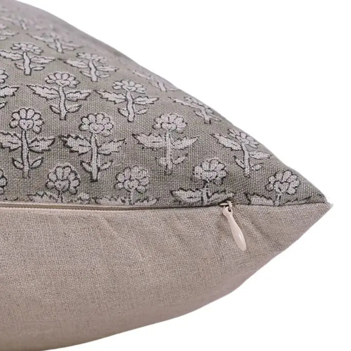 Handcrafted Hand-carved Block Print Boho Pure Linen Pillow Cover- Riva