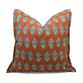 Handmade Brown Linen Blend Oxford Pillow Cover -  Mormukut