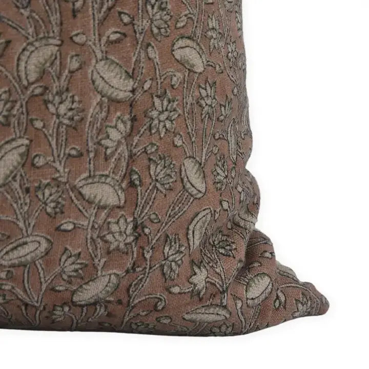 Farmhouse Décor Thick Linen Block Print Pillow Cover-Pishta