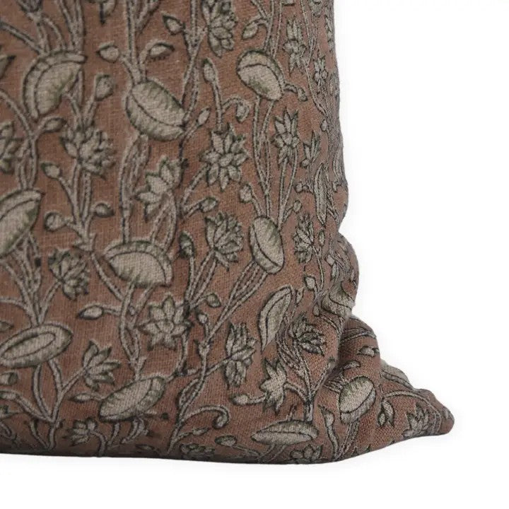 Farmhouse Décor Thick Linen Block Print Pillow Cover-Pishta
