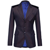 Brown Blazer with Dotted Fabric and Suede Details