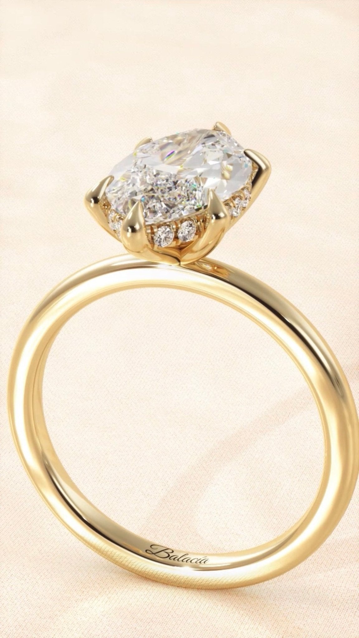 Marquise Diamond Solitaire Hidden Halo Engagement Ring