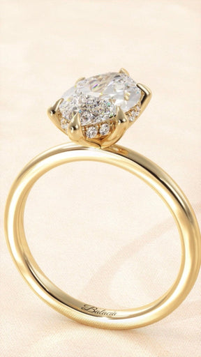 Marquise Diamond Solitaire Hidden Halo Engagement Ring