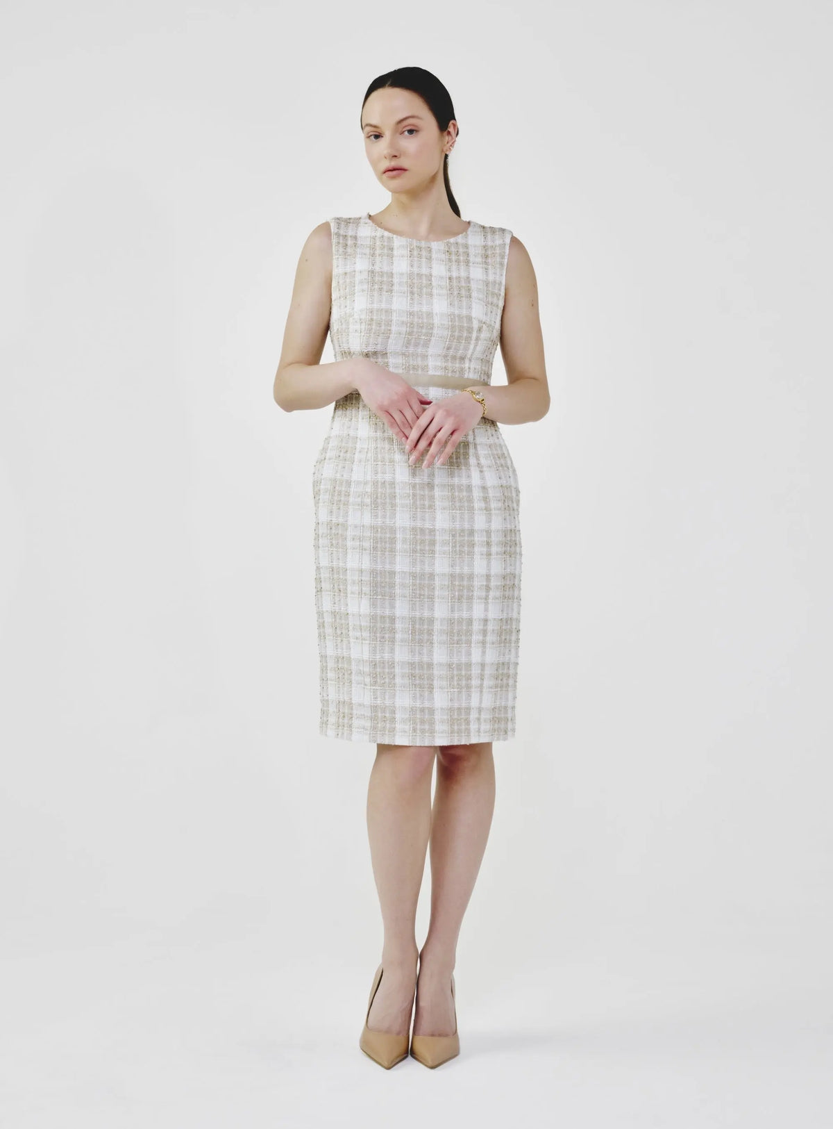 Sleeveless Sheath Tweed Dress