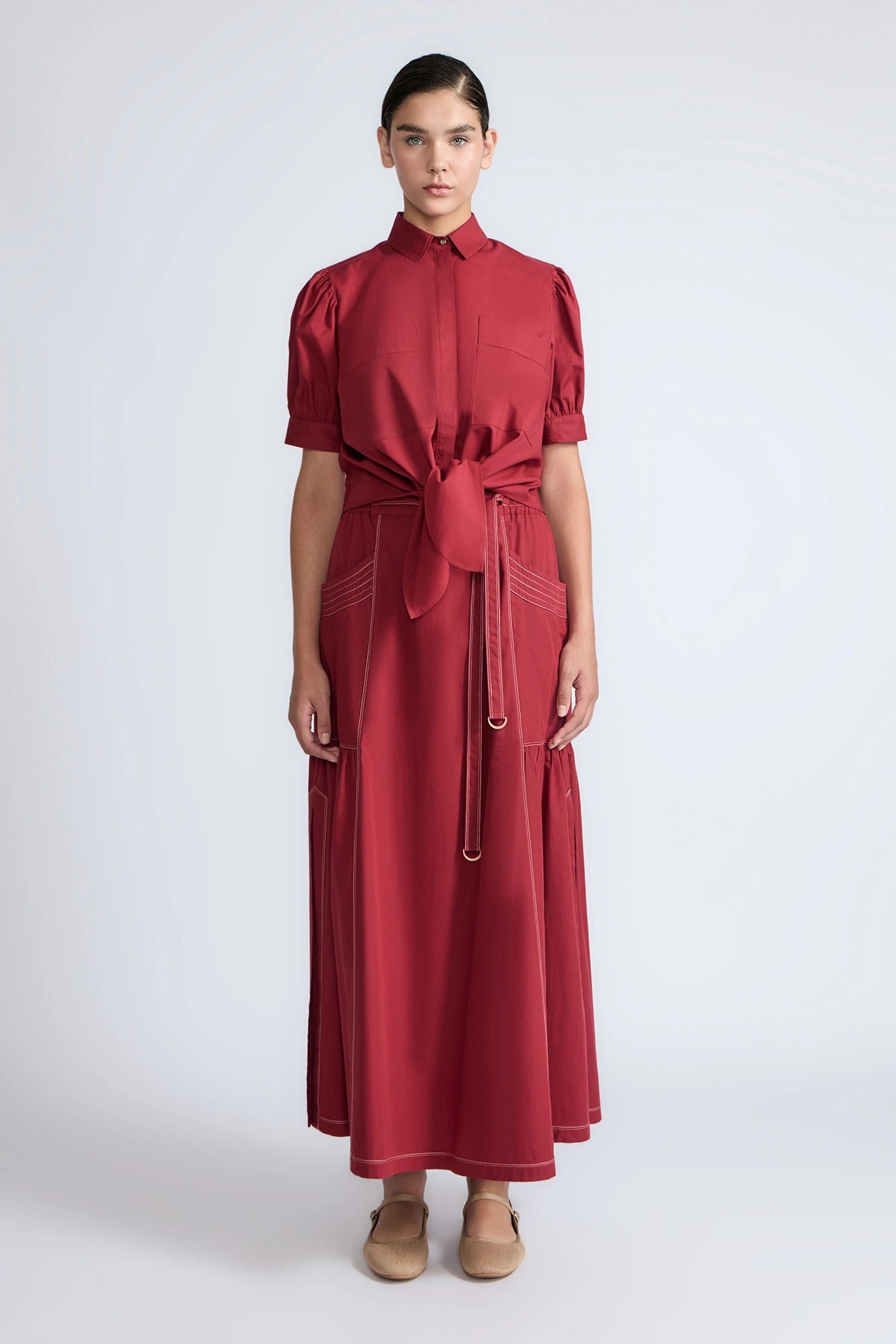 Milena Cotton Maxi Skirt | Wine