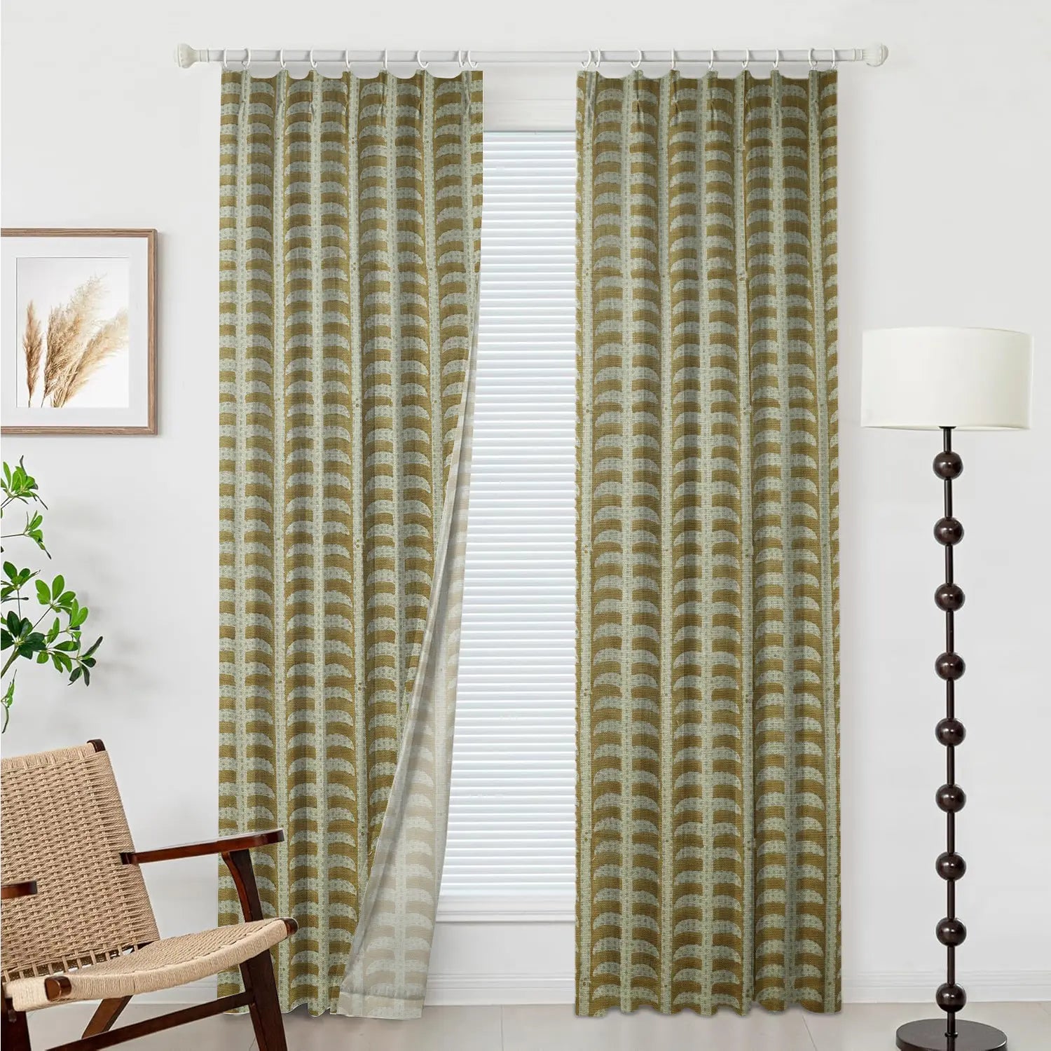 Unique Block Print Thick Linen Window Curtain - Garud