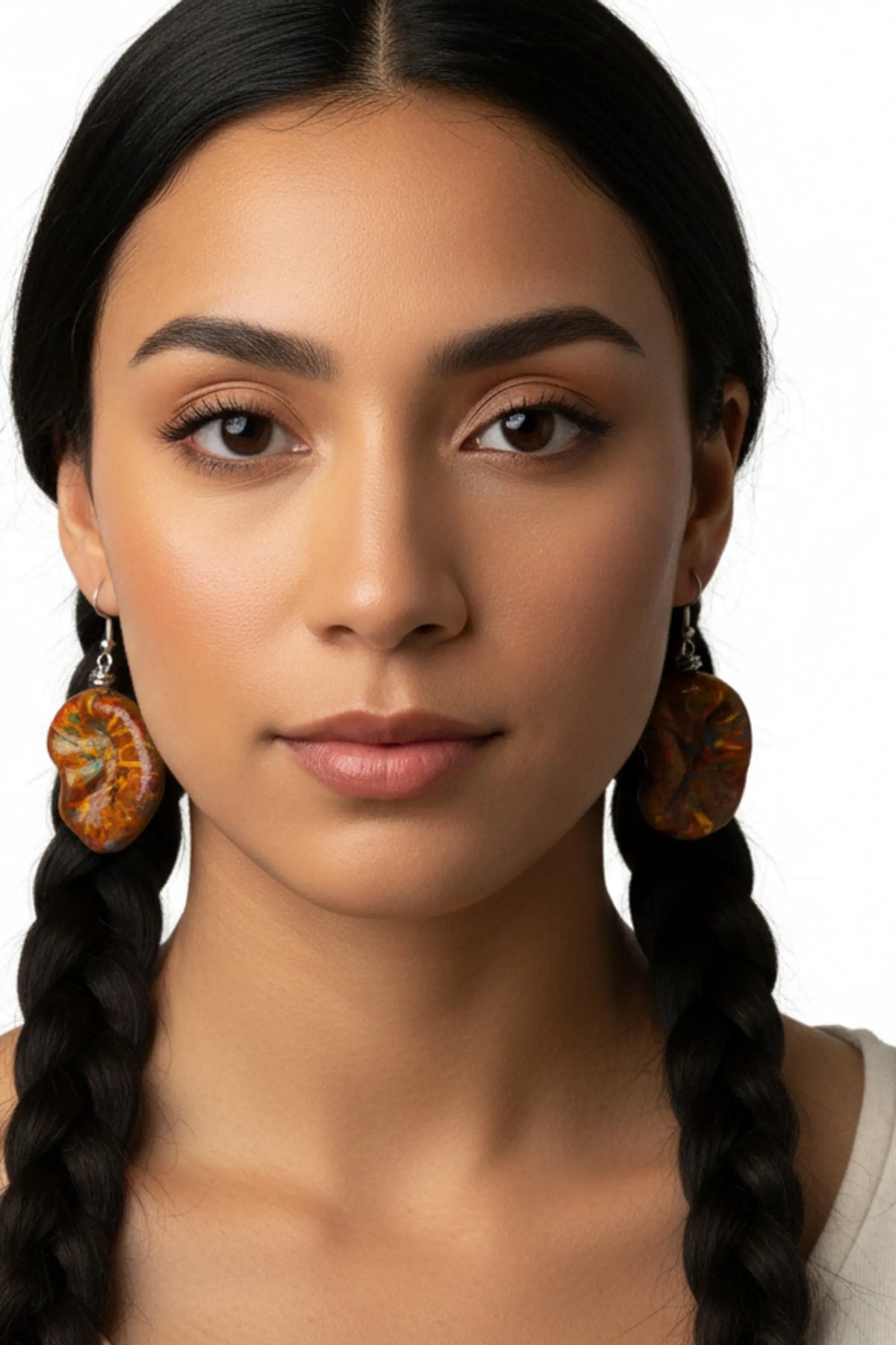 Brit Ceramic Earrings - Earth Tones With Multi-color Glaze