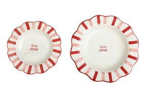 Ceramic Bon Appétit Striped Dinner Plate,  Pink - 10 x 10 x 1.25 Inches