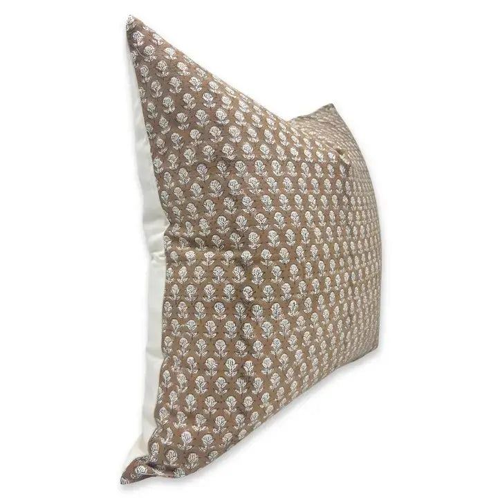 Floral Block Print Thick Cotton Cushion Cover - Tarangni