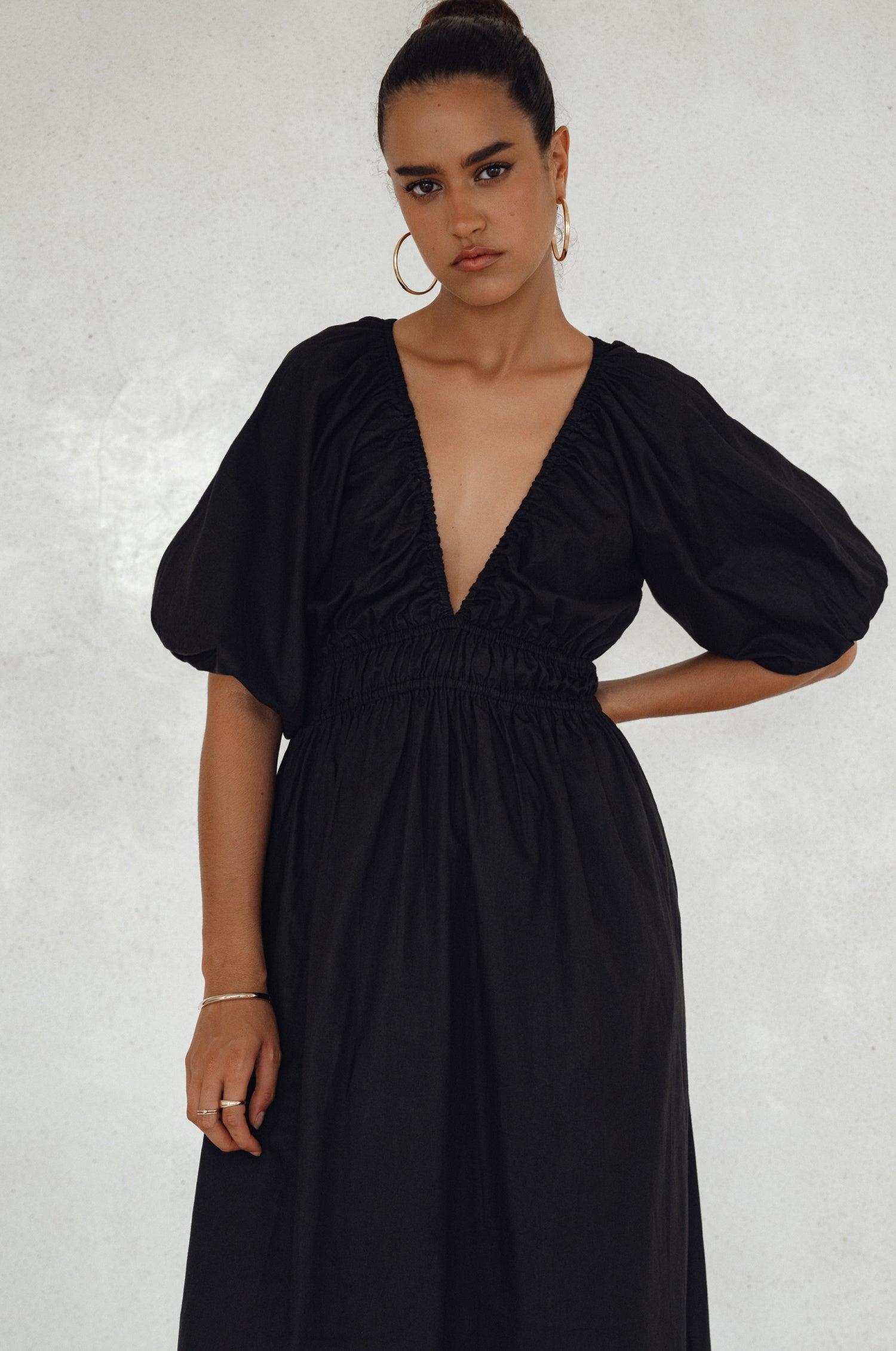 Kezas Cotton Maxi Dress - Black