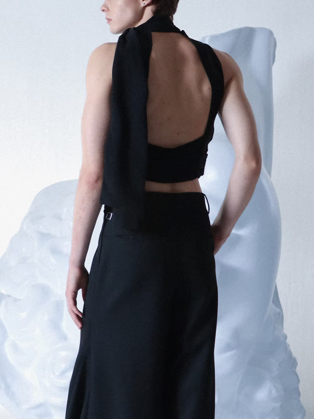 Black Silk Chiffon “Artemis” Top