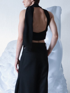 Black Silk Chiffon “Artemis” Top