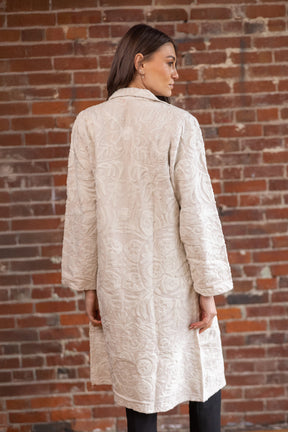 Malika Coats - White with White Embroidery