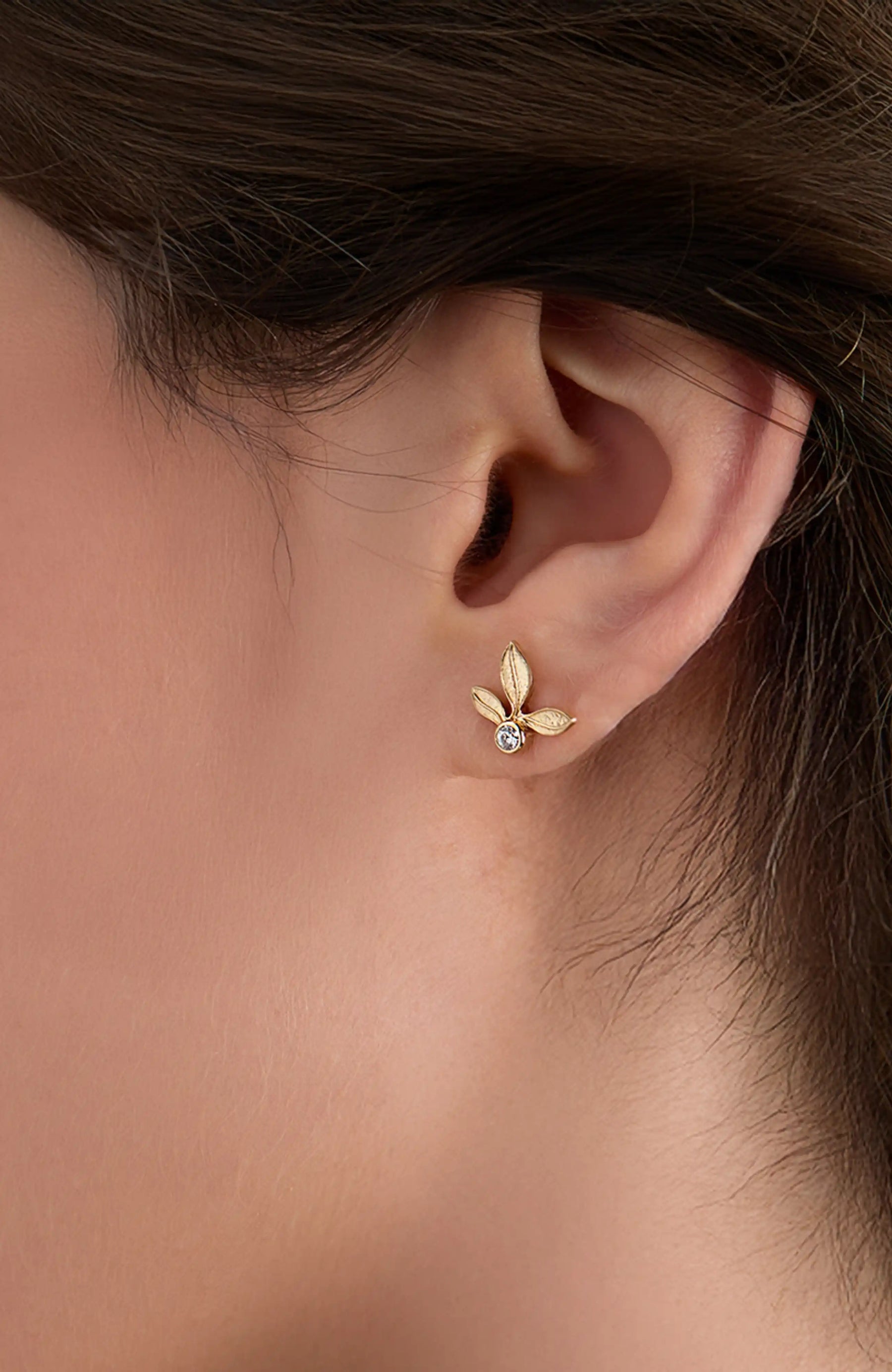 Olive Leaf Stud Earring