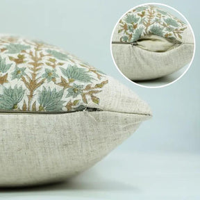 Decorative Hand Made Block Print Viscose Linen Pillow Cover - Kumud