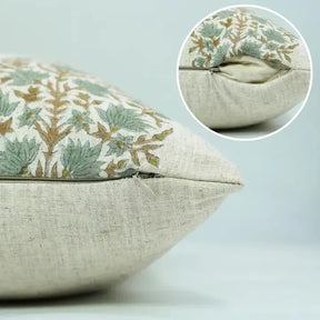 Decorative Hand Made Block Print Viscose Linen Pillow Cover - Kumud