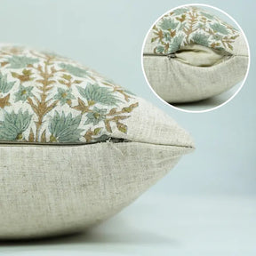Decorative Hand Made Block Print Viscose Linen Pillow Cover - Kumud