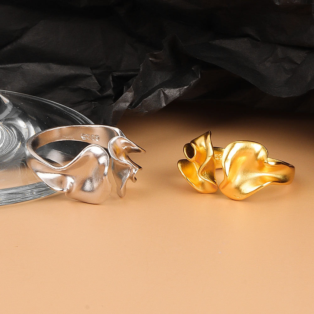 Wave Grain Ring For Women Vintage Fashion Creative Temperament Jewelry Gift Adjustable