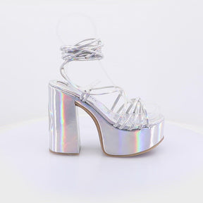Shimmering Silver Platform Sandals Lottery