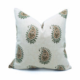 Decorative Block Print Heavy Viscose Linen Pillow Cover- Lakshita