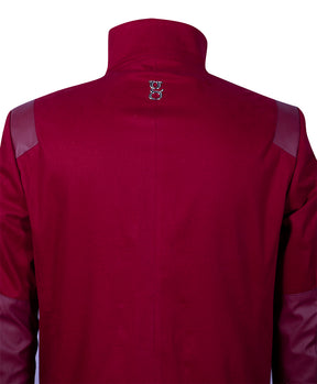 Red jacket with synthetic