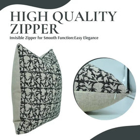 Artisan Hand Block Printed DesignThick Linen Pillow Cover- Midnight