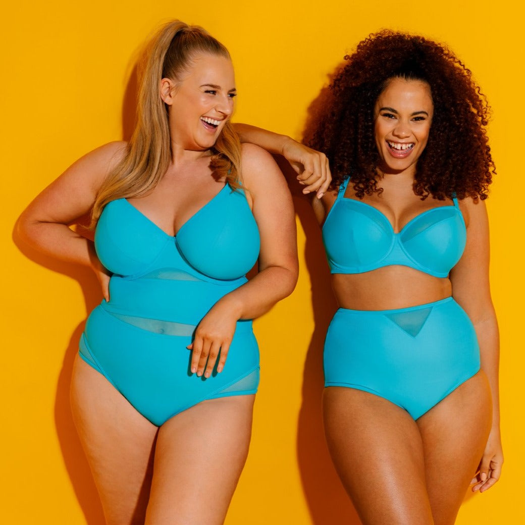 Curvy Kate Sheer Class Padded Balcony Bikini Top Turquoise