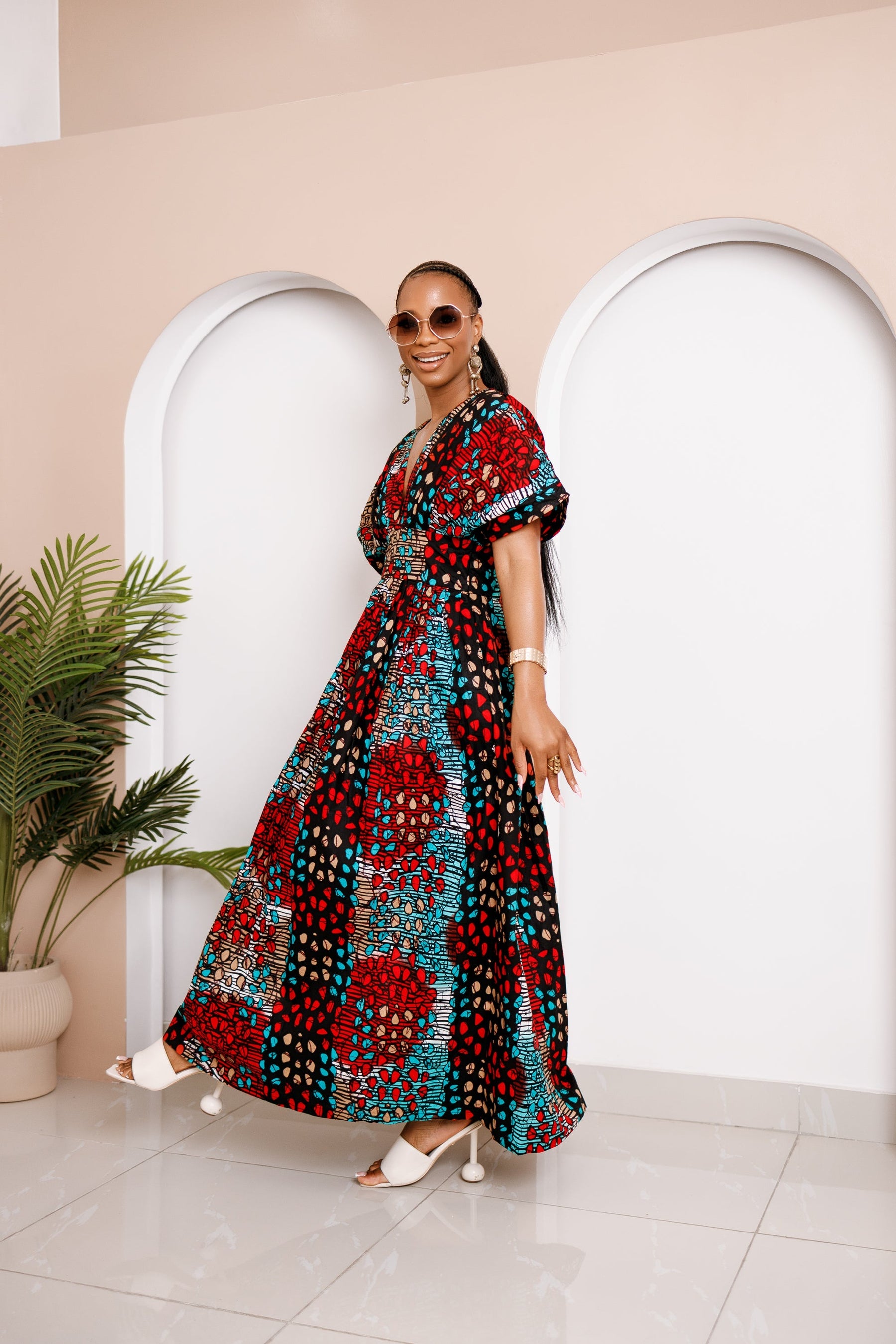 Obidia Ankara Maxi Dress – Bold Elegance in Vibrant Print