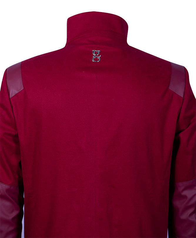 Red jacket with synthetic
