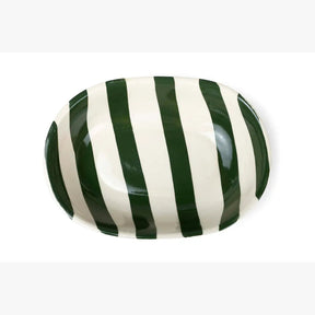 Ceramic stripe Bowl, Olive Green  7x5x2 Inches (Set of 4)