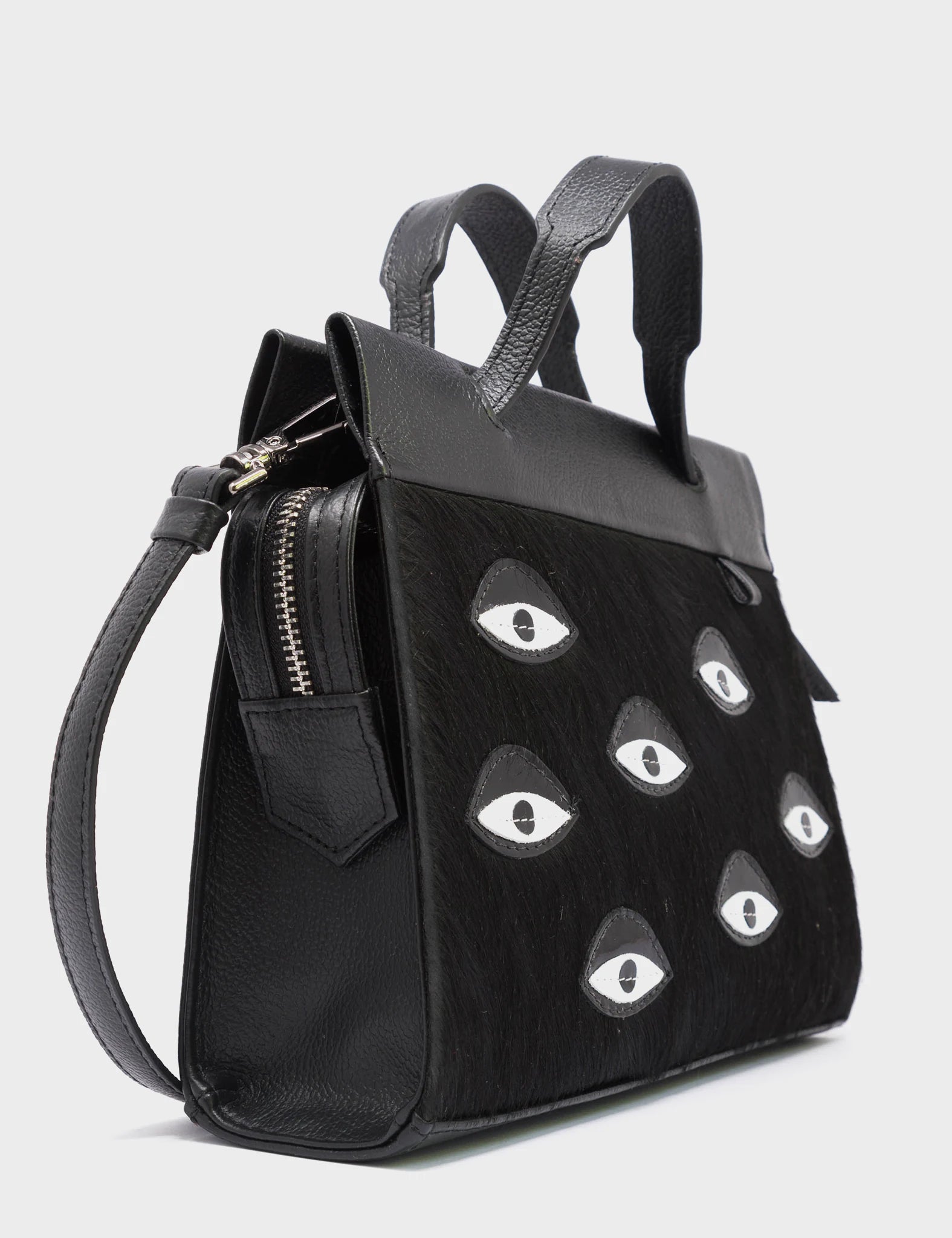 Vali Crossbody Small Leather Bag - Eyes Applique Adjustable Handle
