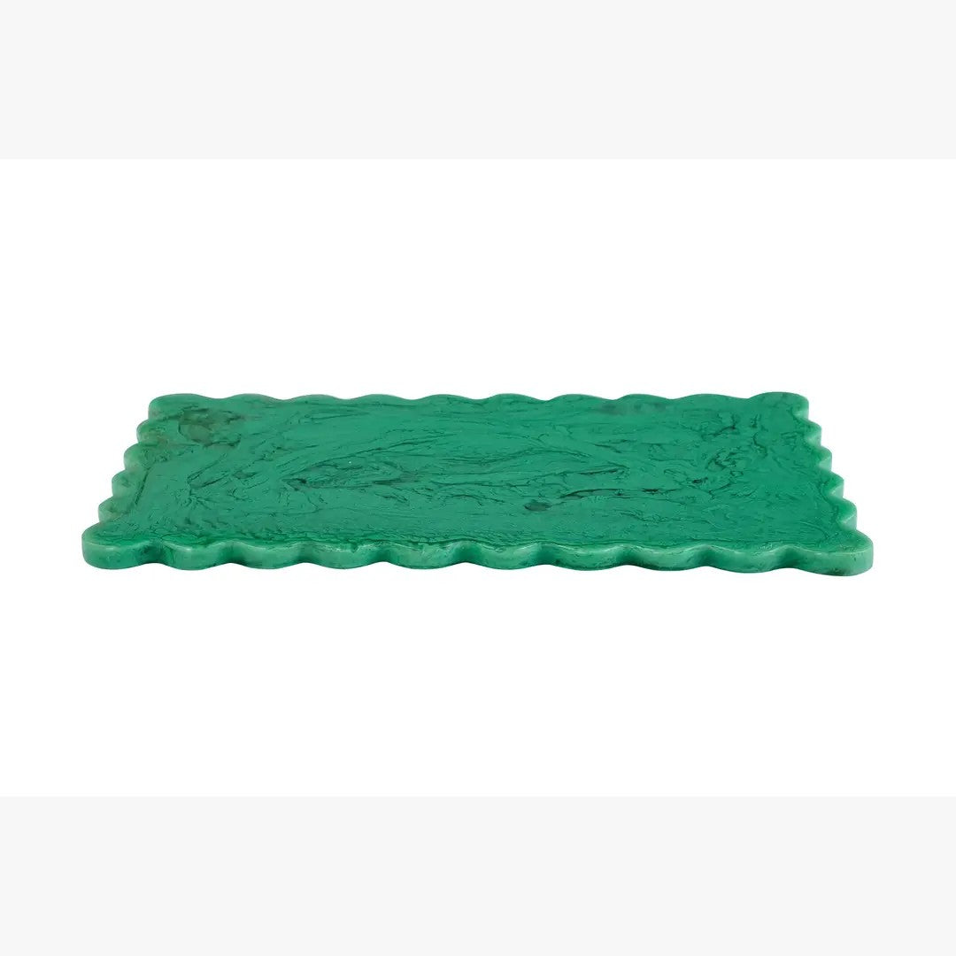 Scallop Rectangular Resin Cheese Board – Mustard , Green , Pink - 14 Inches