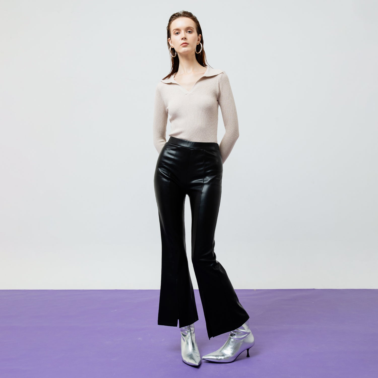 NINA FLARED LEATHER PANTS