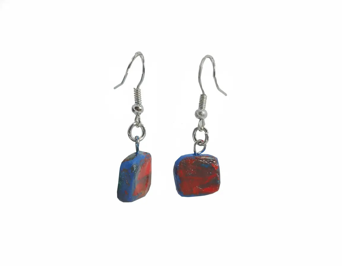 Aurore Hand-painted Square Ceramic Earrings
