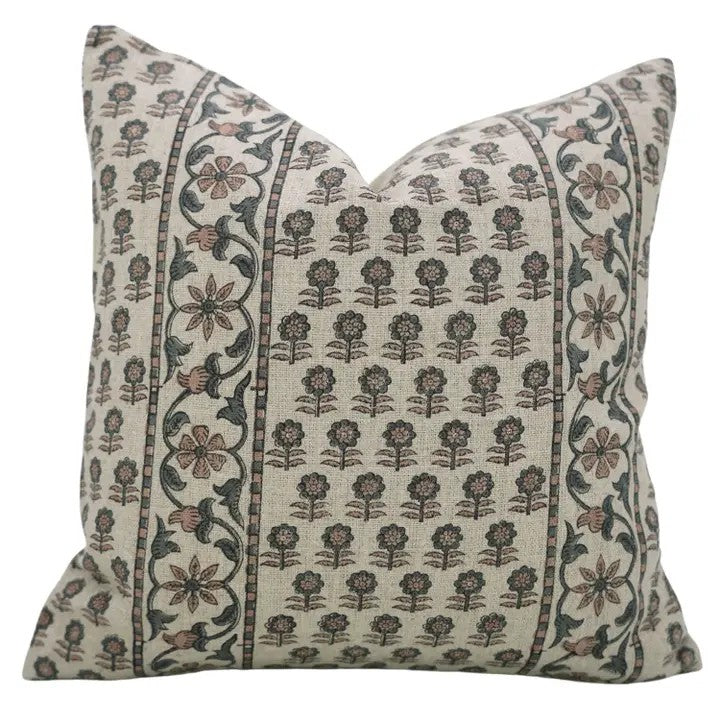 Boho Block Print Thick Linen Cushion Cover - Anamika Border