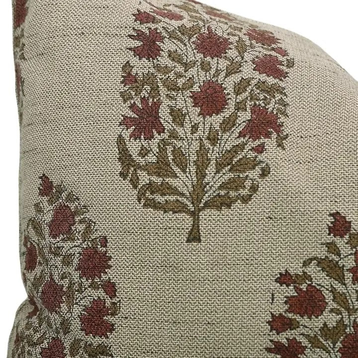 Traditional Block Design Linen Blend Cushion Cover - Virat