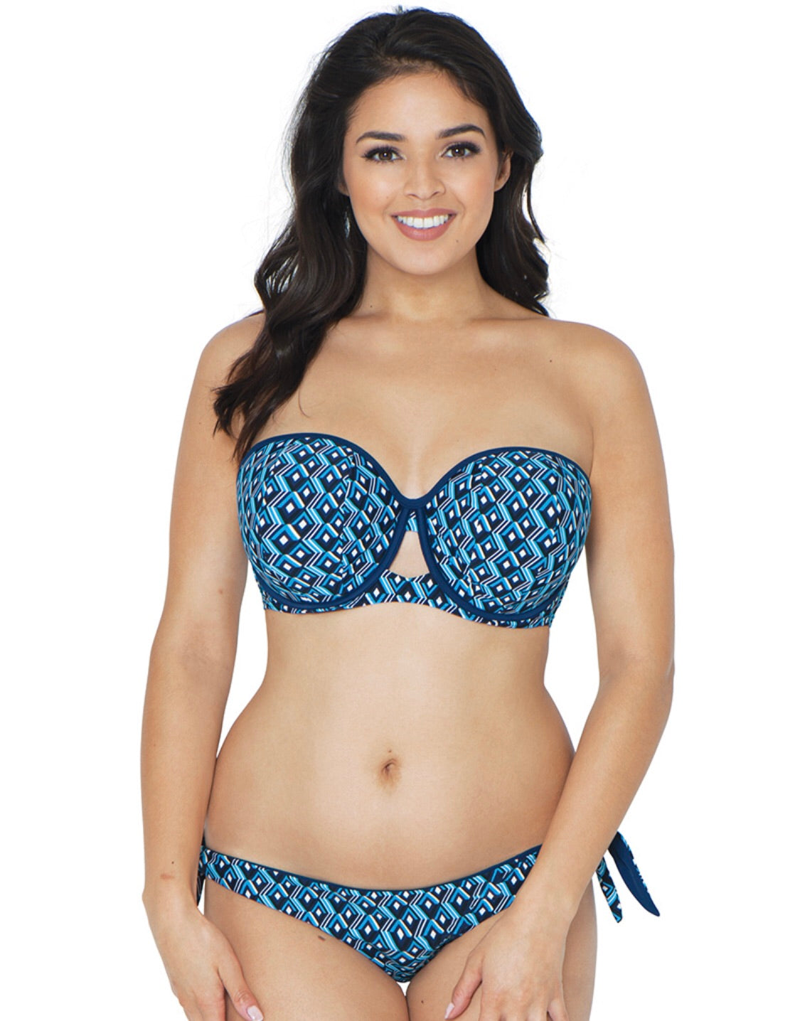 Curvy Kate Wanderlust Bandeau Bikini Top Blue Mix