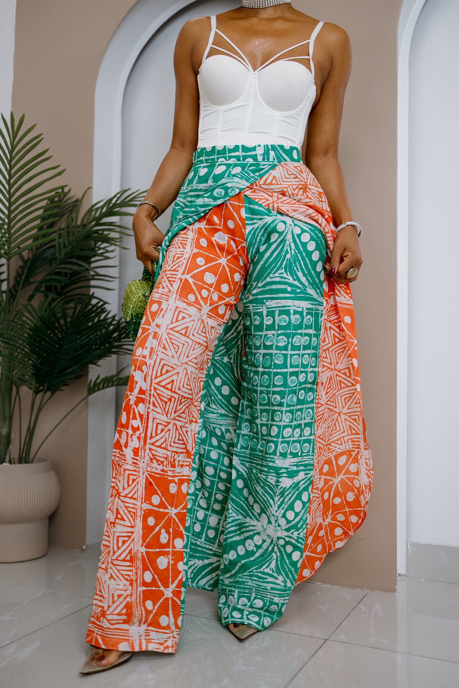 Apuruka Hand-Dyed Adire Cotton Patchwork Pant Skirt – African-Inspired Fashion