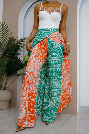 Apuruka Hand-Dyed Adire Cotton Patchwork Pant Skirt – African-Inspired Fashion